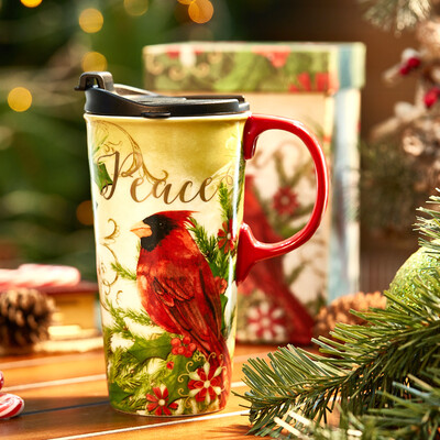 

Evergreen creative mug with lid gift box hand painted couple coffee cup ceramic cup milk cup cup