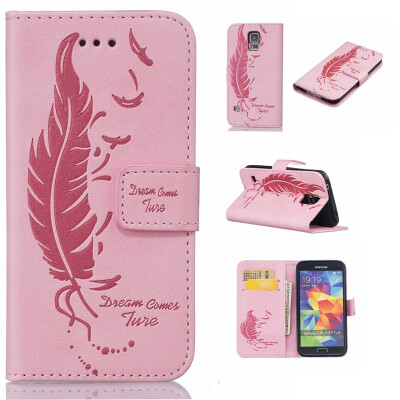 

Pink Plumes and birds Embossed PU Leather Wallet Case Classic Flip Cover with Stand Function and Credit Card Slot for SAMSUNG Gala