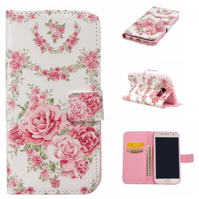 

Pink Rose Design PU Leather Flip Cover Wallet Card Holder Case for SAMSUNG Galaxy S7 Plus