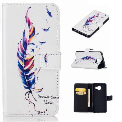 

Blue plumes Design PU Leather Flip Cover Wallet Card Holder Case for SAMSUNG Galaxy A3 2016A310