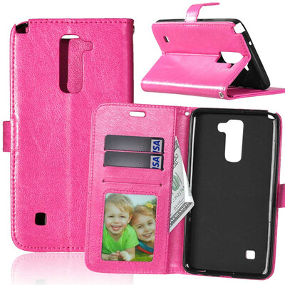 

Rose red Style Classic Flip Cover with Stand Function and Credit Card Slot for LG Stylus 2/LG Stylo 2/LS775