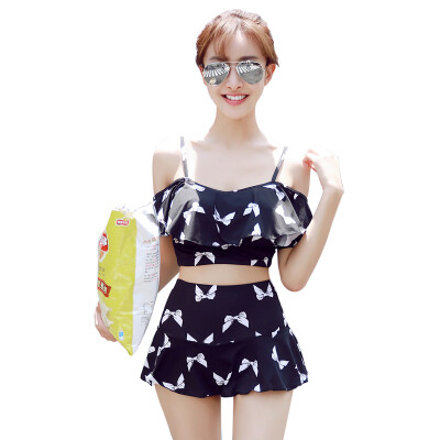 

Jingdong Supermarket also Meishan new size split chest swimsuits gather bubble hot springs swimsuit black bowknot M