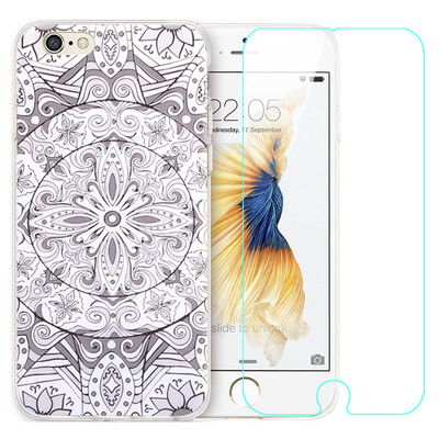 

[Shell film set] ESCASE iPhone6 ​​plus phone case protective cover cartoon relief series to send the film for Apple 6 / 6plus mobile phone Han Ting white jade