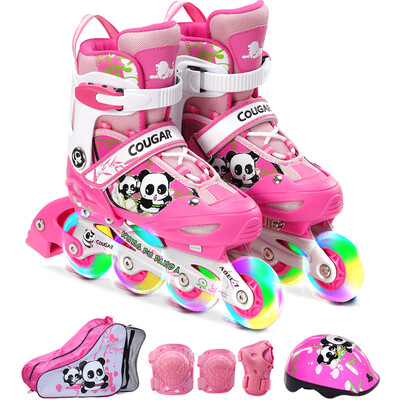 

Gamble Cougar COUGAR skates children&39s roller skates men&women adjustable skates ice skates kung fu panda eight round flash full MZS757-QS pink M code