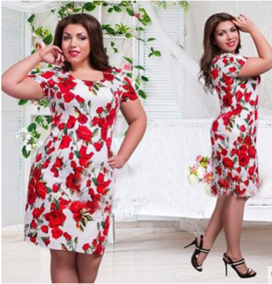 

Women Fashion Dress Flower Printed Summer Beach Dress Short Sleeve