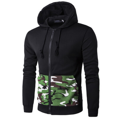 

Men Camouflage Splicing Hoodie Coats