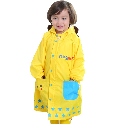 

hugmii children raincoat breathable windproof student poncho boy boy girl with book bag lion