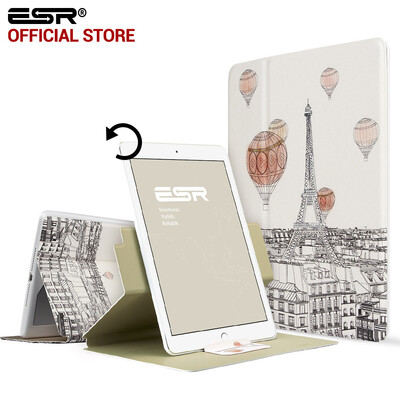 

Case for iPad Air 2 ESR Cute Illustrators Cartoon 360 degree rotating Auto Wake Folio Stand Smart Cover Case for iPad Air 2