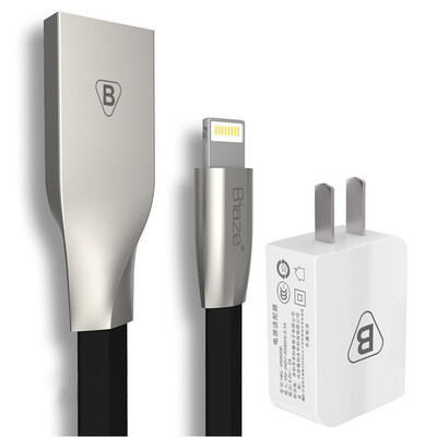 

BIAZE Apple 8/7/6 Линия данных цинковый сплав 1.2m Черный + 5V / 2A сотовый телефон плоское зарядное устройство iPhone5 / 6s / 7 Plus / 8 / X Новый iPad Air Mini M2 + K8