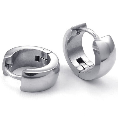 

Hpolw Mens Stainless Steel Hoop Earrings Black