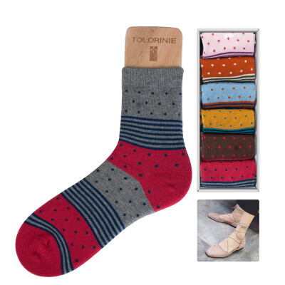 

Jingdong supermarket] TOLORINIE leisure cotton socks combed cotton jacquard female socks four seasons socks cotton socks [6 double] K0091