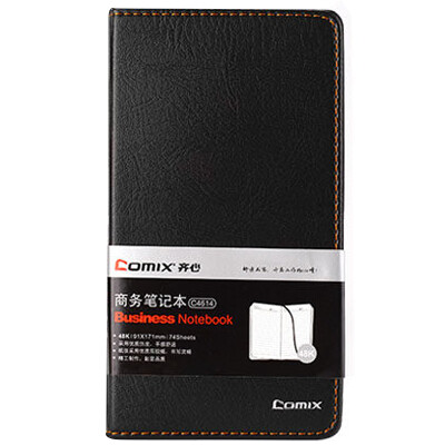 

COMIX) A6 74 simple series leather notebook / notepad / diary black office stationery C4614