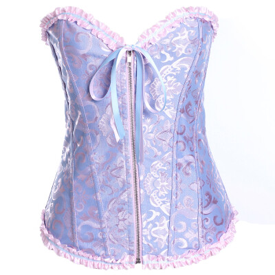 

Sexy Bone Corset Zipper Waist Trainer Strapless Buister Corselet Women lace Shapewear + Underpants