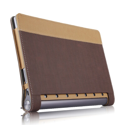 

Cool music feng Lenovo YOGA Tab3 Plus protective cover three fold leather case / bracket leather case Lenovo YOGA-Tab3-Plus flat protective shell 10.1 inch color pattern - brown