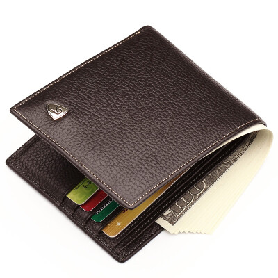 

AIM fashion leisure first layer of leather short paragraph men wallet multi-functional male card package cross-style Korean wallet wallet driver package Q003 brown