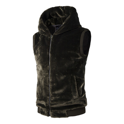 

Men Mink cashmere Hooded Warm Vest Coat