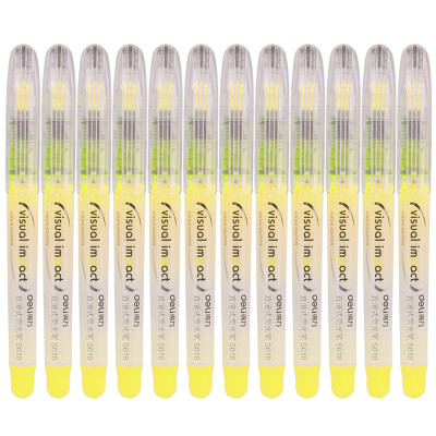 

Flexible deli yellow straight liquid marker fluorescent pen marker 12 pcs box S618