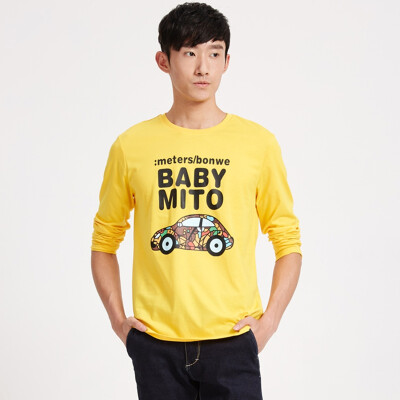 

Meters / Bonwe Men Print Long Sleeve T-Shirt Yellow 165 / 88A