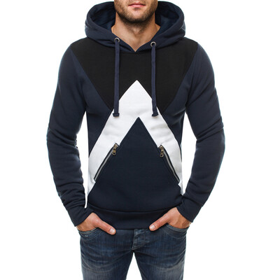 

New Mens Hoodies Sweatshirt Color Splicing Pullover Hoodies with Hat for men