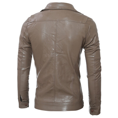 

Men Pu Jacket Multi-button inside Zipper Coat