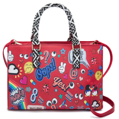 

DEER LOVE Women&39s Handbag Fashion Print Graffiti Handbag Shoulder Messenger Bag LE11683 Red