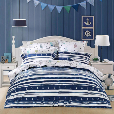 

Mercury Home Textiles Cotton Twill Print Cartoon Bed Three-piece Sail Sailing Bedding Bed Sheets 12m Bed
