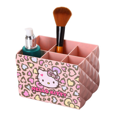 

Jingdong supermarket HELLO KITTY diamond pattern 2 grid desktop storage box pink cosmetics storage desk stationery storage KT1239