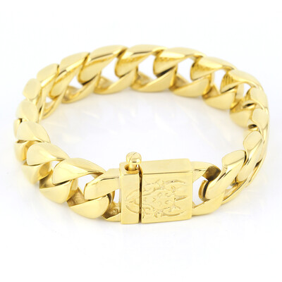 

Lower Price Stainless Steel Bracelet 18K Gold Plated Link Hiphop Mens 2016 New Arrival stainless steel&gold bracelet