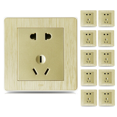 

Sidon (CDN) DJ-ESTN Five-hole socket 10-mounted wall panel switch socket 3D brushed champagne gold