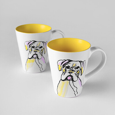 

Root European style mug ceramic milk cup breakfast cup creative coffee cup hand-painted ceramic cup office cup cup (two loaded) pet dog