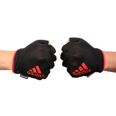 

adidas ADGB-12321RD импортные перчатки мужские и женские общие полувысокие перчатки черный и красный S код тонкий разрез дышащий нескользящий