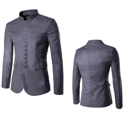 

Men Stand Collar Chinese Eight Button Suit Groom Dress