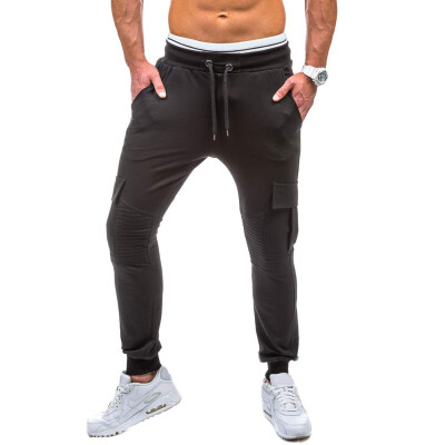 

Men Cotton Trousers Casual Ribbon Sport Long Pants