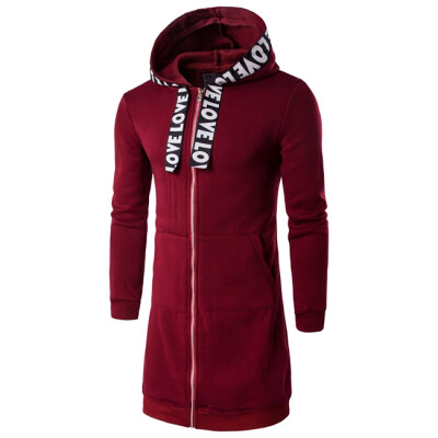 

Men Cotton Casual Long Hoodie Coat