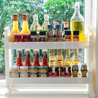 

Bao Youni condiment rack kitchen racks floor two spices box storage rack kitchen shelf kitchen supplies gift bath ball DQ1402-3