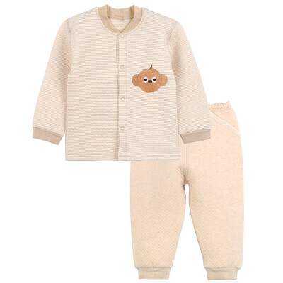 

Xin Song baby color cotton warm cardigan suit neonatal autumn and winter warm color cotton underwear shirt pants suit shallow card its monkey D062D73