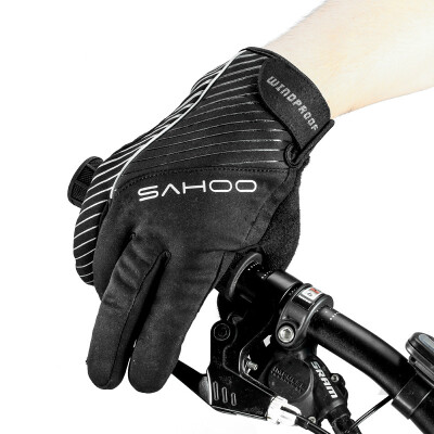 

SAHOO mountain bike gloves winter windproof warm all fingers gloves long finger gloves riding accessories black XL