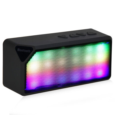 

X3S Mini Multi-Color Flash LED Light Wireless Speaker with Built-in Microphone Support USB AUX FM Radio TF Card