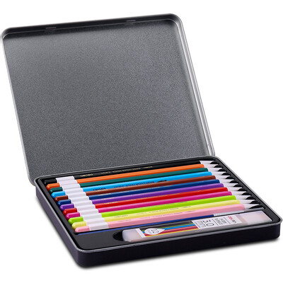 

Deli 12 color water-soluble color lead color pencils secret garden color pen push-style can be changed core box box with a brush 6507