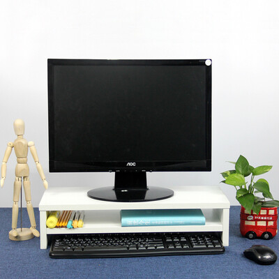

Double computer display desk screen increased shelf keyboard storage rack rack Fuji mountain white double layer