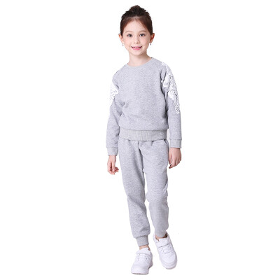 

Love to wear children's clothing women's large children's decals hit color sweater + pants two sets of 16AG15170 flowers 150