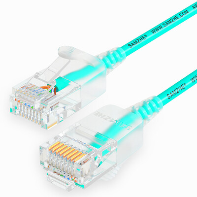 

Shanze SAMZHE SZQ-7005 super six types of thin diameter CAT6A high-purity oxygen-free copper network jumper 8-core twisted pair high-speed ultra-6 RJ45 network cable 05 m light green