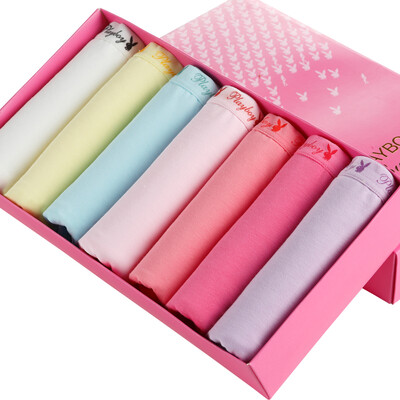 

Playboy Female Elastic Cotton Macaroon Purple Underwear Waistline Triangle 7 Week Underwear Gift Set Mixed Color  16085