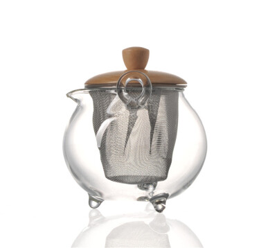 

Clear Glass Wood Lid Tea Pot With Filter 250ml FH-208