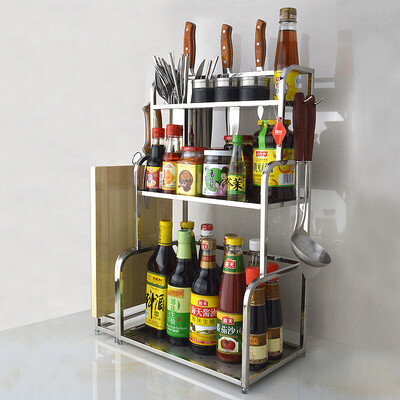 

Ji Rui storage racks stainless steel square tube three T-35CM knife inserted chopping board storage combination racks JR3048 seasoning rack holder storage shelf shelf