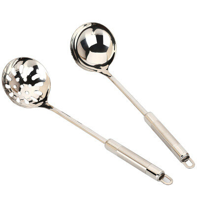 

Jingdong supermarket the United States kitchen maxcook hot pot spoon thick stainless steel soup spoon two sets of silver tripod series MCYD-02