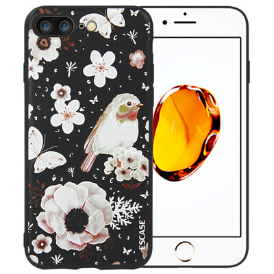 

ESCASE Apple iPhone8 / 7 Plus Мобильный телефон Case Cartoon Illustration Мягкий футляр для оболочки 5.5 inch Love Flower and Bird