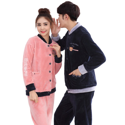 

Palladium Pajamas Home Service Men Women Autumn and winter thick coral cashmere pajamas cartoon long sleeves coral cashmere home suit 801 male - possession of green L / 170