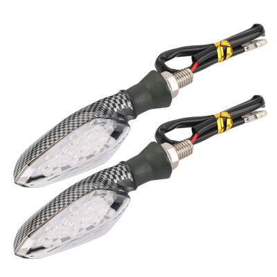 

Pair 16LED Motorcycle Turn Signal Amber Light Carbon ABS Indicator Lamp