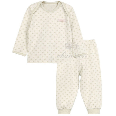 

Xin Song baby jacquard color cotton envelope collar suit newborn spring&autumn color cotton underwear shirt pants suit natural green C293D66